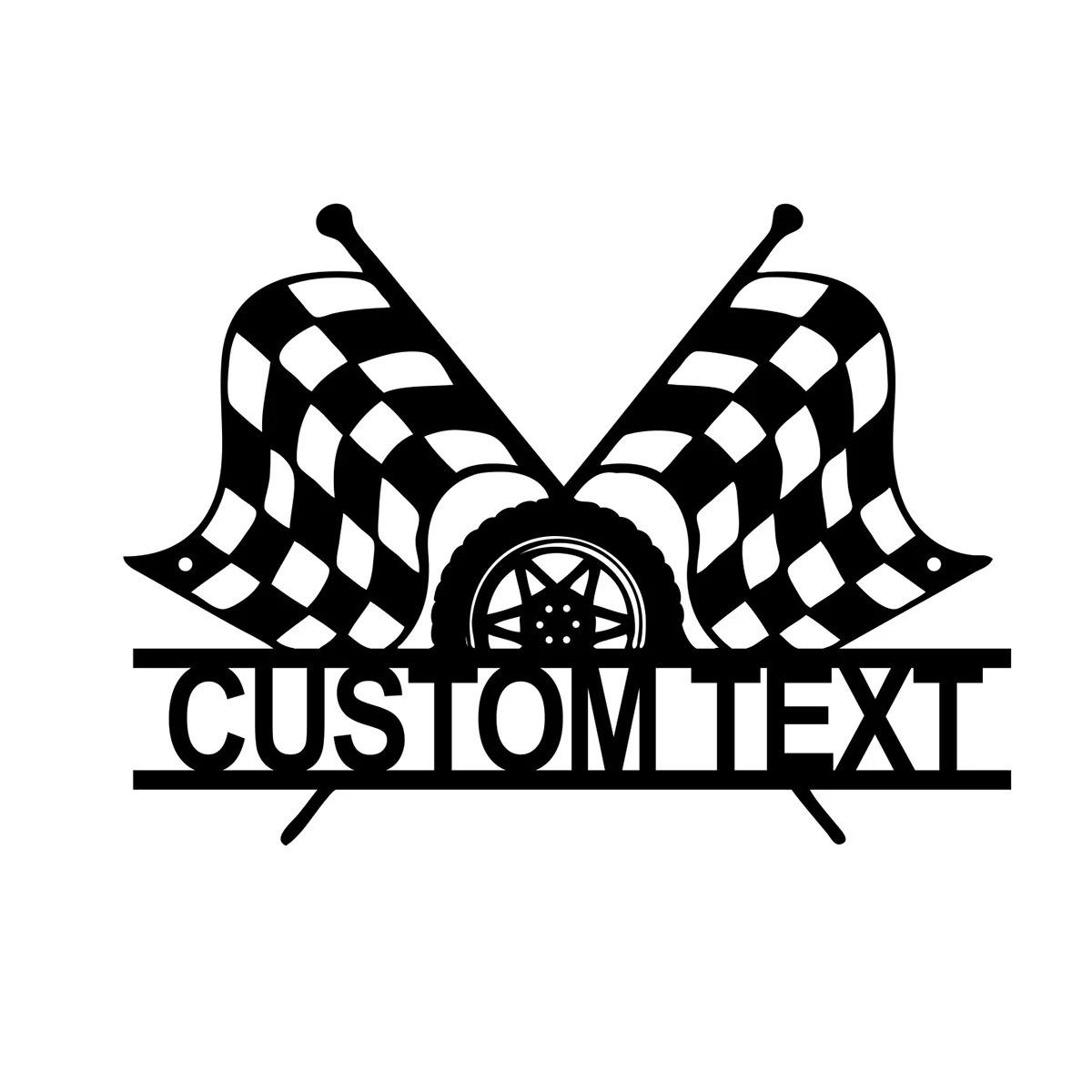 

Metal Wall Art Racing Flag Checkered Black White Personalized Name Sign M чёрный