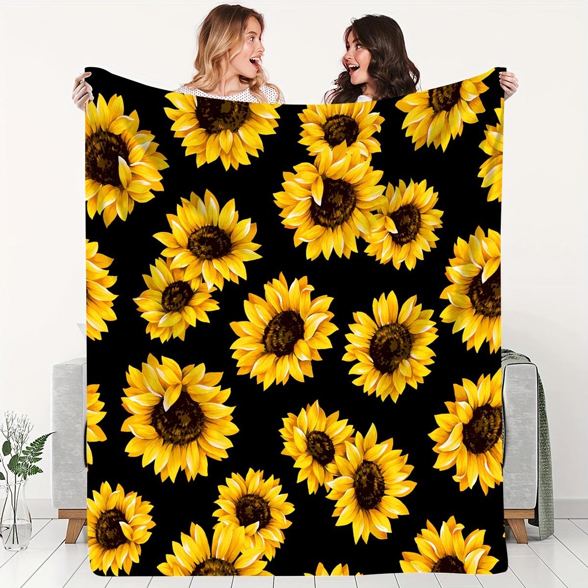 Sunflower Pattern Gift Blanket for Friends Soft Flannel Warm Nap Bed Sofa Blanket all seasons 75x90cm