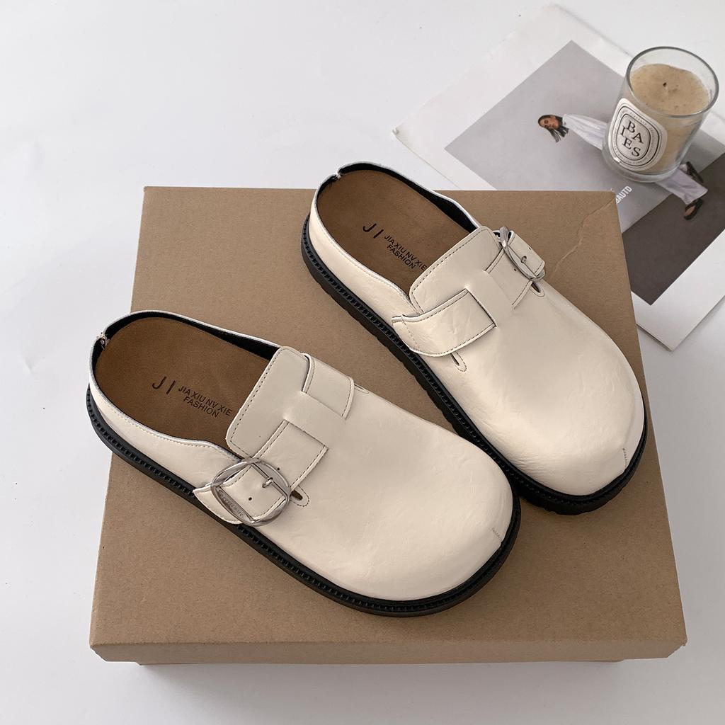 Popular Black High-end Thick-bottomed Bag Head Slippers for Women's Summer Outer Wear 2025 New Inner Height Increase Versatile Birkenstock Half Drag