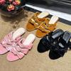 Sheepskin Version~ Korean Version of Velvet Flat Bottom One-word with Knotted Open-toed Sandals for Women To Wear 2025 Summer Cool Slippers