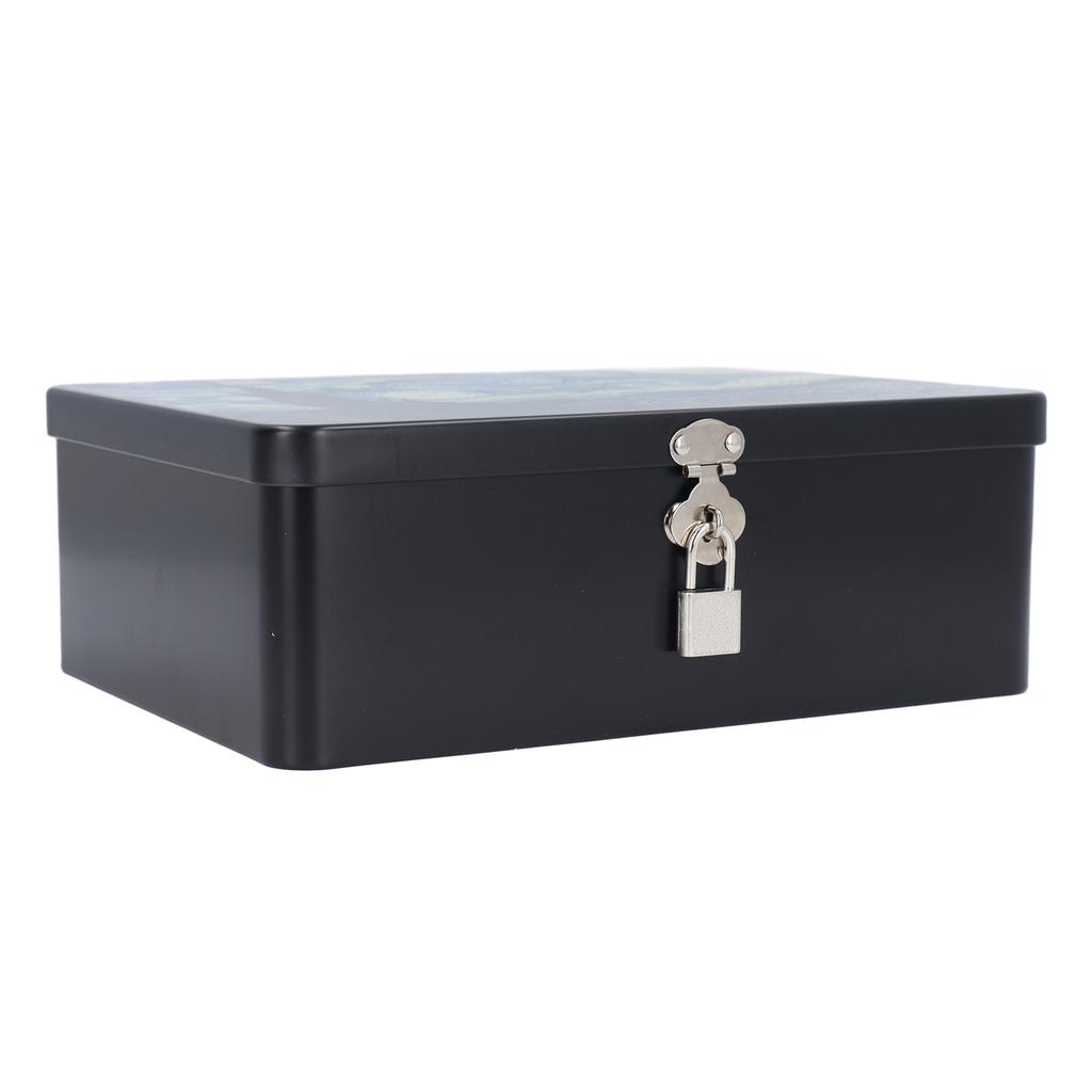 Lockable Storage Box with Lid Multifunctional Organizer Vintage Metal Container for Makeup Jewelry Coin Crafts