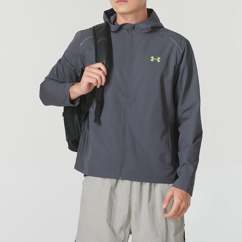 Under Armour Fitness Training Letter Print Hoodie Jacket Men jackets Gray 1376795-025
