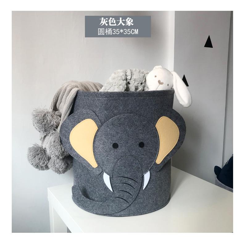High-value Large Capacity Cartoon Animal Felt Storage Bucket Washable Laundry Basket Dirty Clothes Hamper