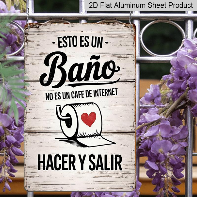2D Flat, 1pc Vintage Humorous Bathroom Aluminium Sign "This Is A Bathroom, Not An Internet Cafe - Do Your Business and Leave" - 8"x12" Rustic Toilet