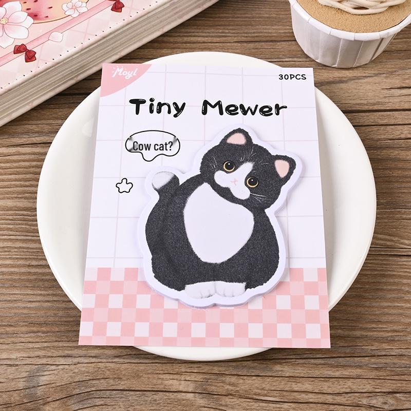 Cartoon Cat Memo Sticky Notes - Cute Irregular Shaped Animal Message Pads for Students