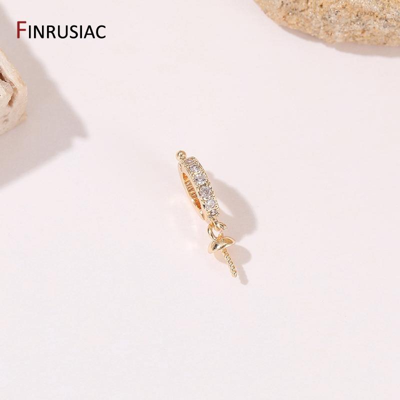 14K Gold Plated Brass Pearls Clasps Decorative Connector Fastener Pearl Pendant Bail Handmade DIY Jewelry Making Accessories