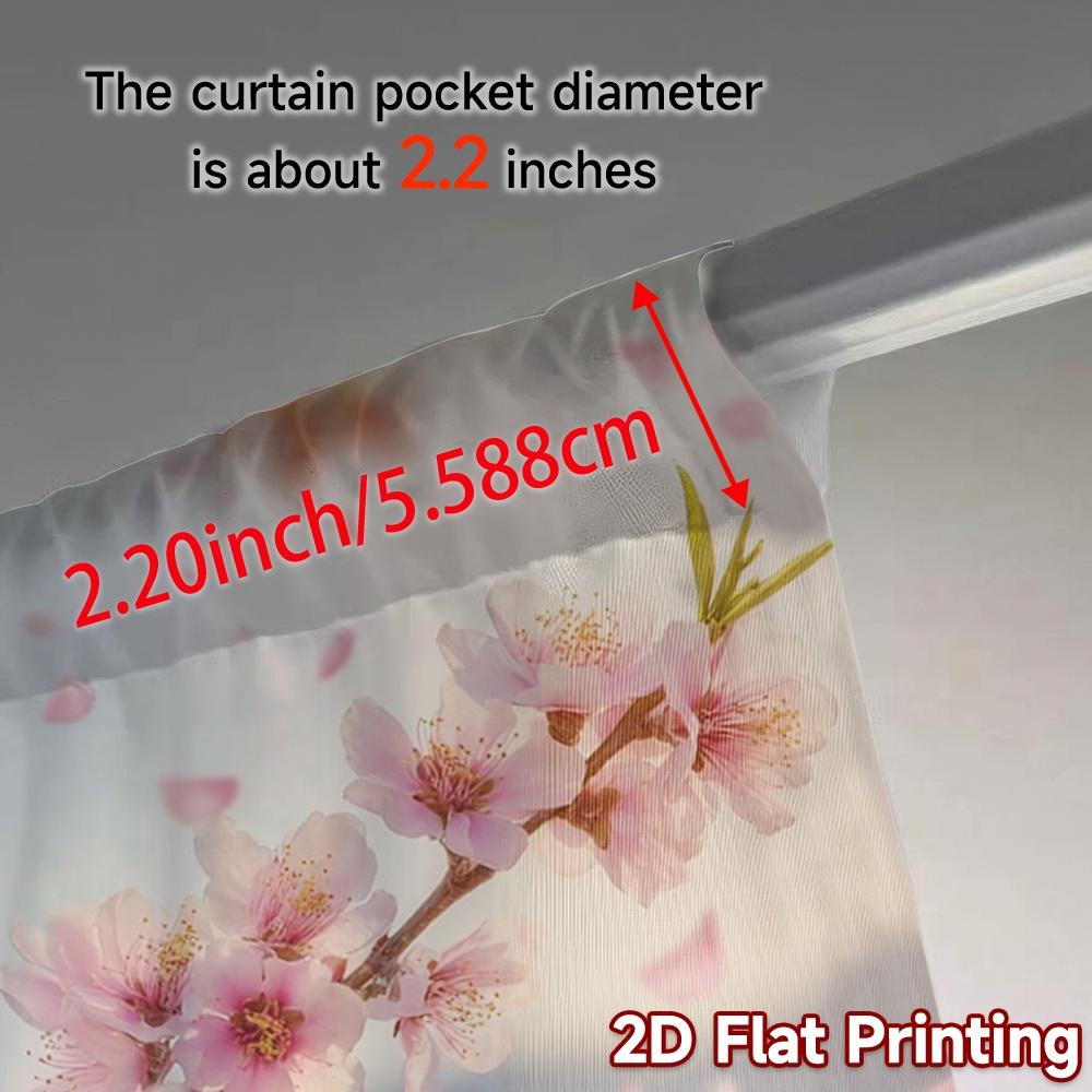 Set Of 2 Flat Printing Curtains Without Rod Spring Blossoms Chic Fabric Decorations Outdoor Curtain Sheer Made Polyester