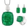 Set de Bijuterii Verde Smarald pentru Femei Cercei Inel Pandantiv Cu Pietre de Zircon Design Pătrat Geometric Bază de Cupru 2025