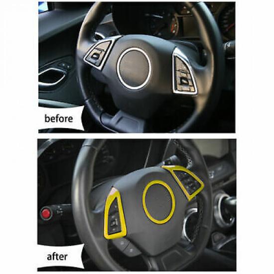 Für 2017+ Chevrolet Camaro Lenkradabdeckung Zierleiste Innenzubehör Gelb