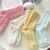 1 Pair Women's Cozy Fuzzy Socks- Winter Warm Plush Mid-Calf Length Twisted Pattern Knit Fabric Socks