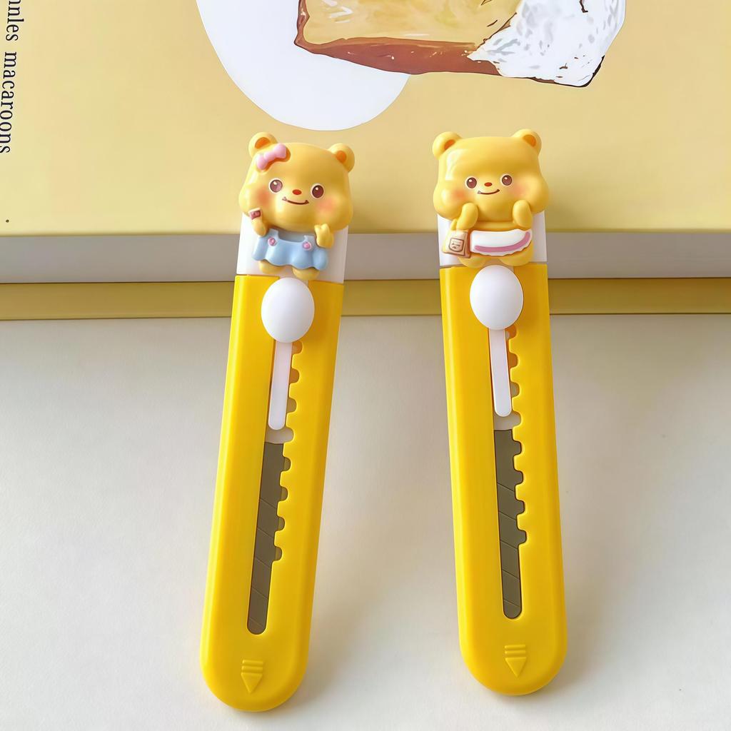 Portable Cute Bear Craft Knife - Small, High-Value Paper Cutter & Box Opener for Students