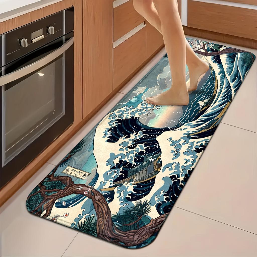 Stormy Waves Carpet 2Pc Kitchen Rug Soft Doormat Welcome Mat Living Room Carpet Rug For Bedroom Home Decoration