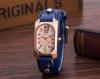 Trendy Men's Leather Belt Watch & Women's Colorful Numbers Quartz Wristwatch