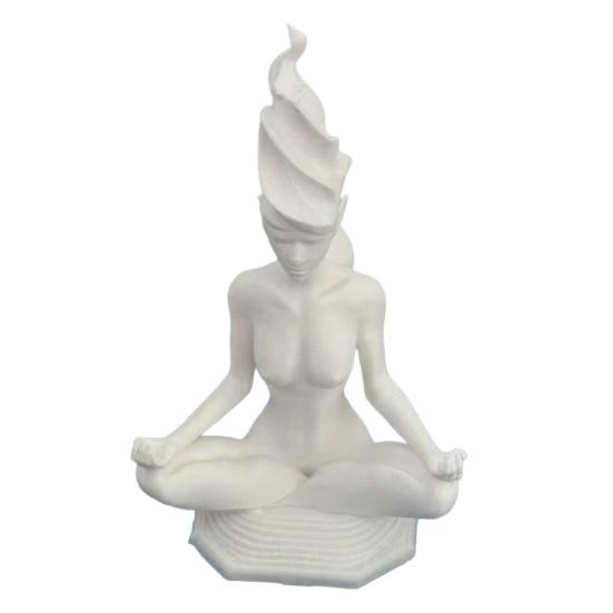 

Meditating Goddess Statue 3D Printed Sitting Nature Goddess Sculpture Spiritual Figurine for Home Room Garden Decor білий