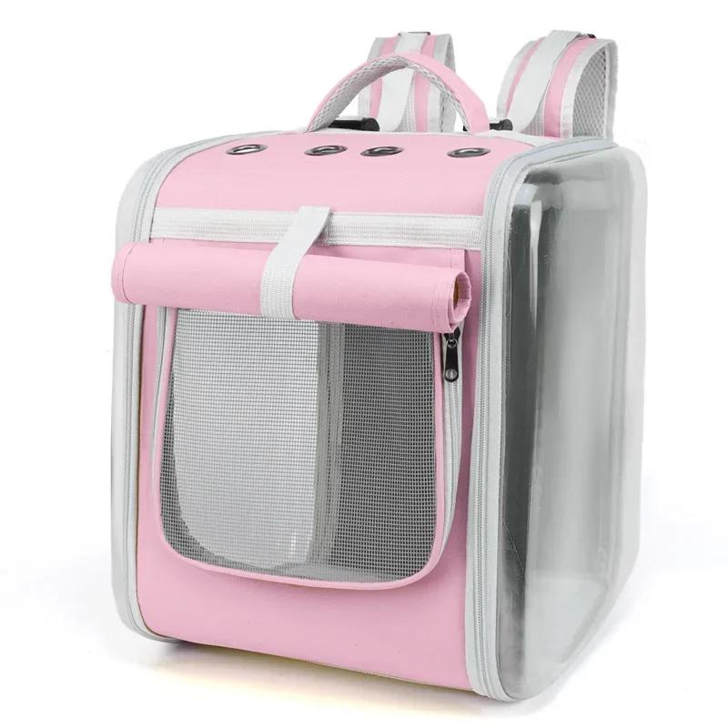 

Breathable Transparent Pet Carriers - Acrylic Space Capsule Backpack for Dogs/Cats Portable Outdoor Travel Bag for Puppy/Kitten 35x30x40cm розовый