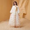 SW67 Ethnic Sequin Burnout Evening Dress with Puff Sleeves for Muslim Women - Jalabiy Style
