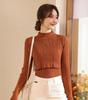2024 Autumn/Winter Maternity Ruffle Neck Nursing Sweater - Stylish, Warm, Versatile Postpartum Wear
