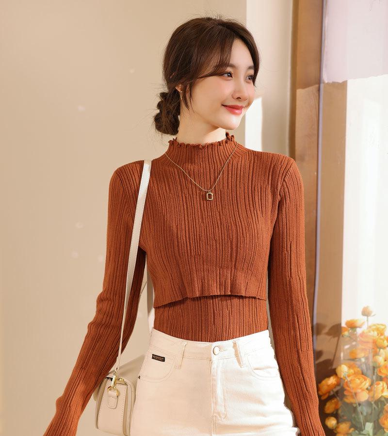 2024 Autumn/Winter Maternity Ruffle Neck Nursing Sweater - Stylish, Warm, Versatile Postpartum Wear