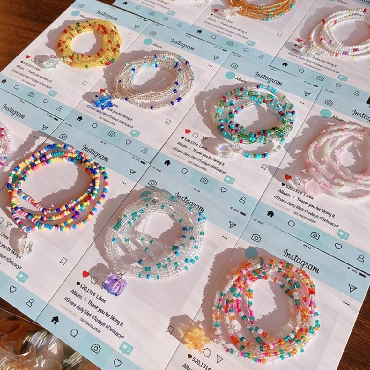 Colorful Rice Bead Clear Pendant Bracelet Jewelry Stackable Beaded Bracelets
