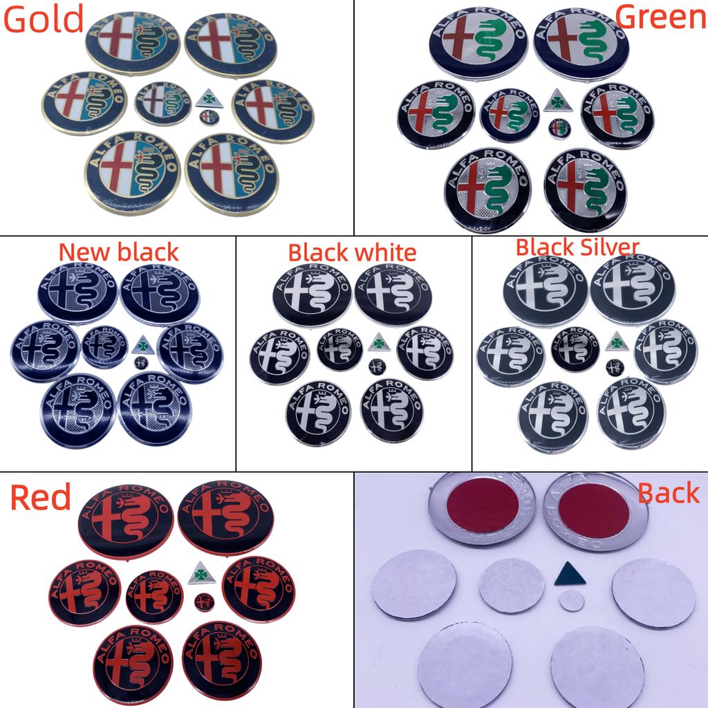 9pcs 50mm 56mm 60mmfor Alfa Romeo Brera New Spider Giulietta Mito Giulia Wheel Center Cap Car Hood Trunk Steering Wheel Badge