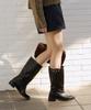 Komorebi Museum Km299 Handmade Cow Leather Snap Wide Long Boots | 2 Colors