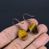 Tiger's Eye Copper Electroformed Earrings, Handmade Gemstone Earrings, Gift For Mom Antique Jewelry