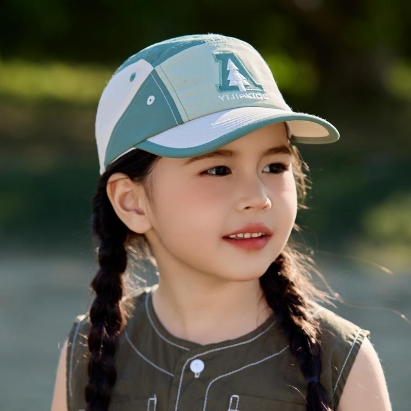 

Бейсболка из пяти частей в стиле ретро для мальчиков и девочек с буквенным принтом, детская быстросохнущая кепка для защиты от солнца, кепка для прогулок на свежем воздухе one size fits all светло-зеленый