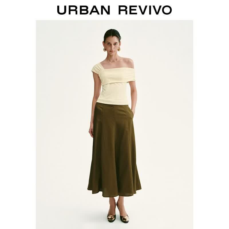 UR2026 Women s Asymmetric Pleated Slim T-shirt S