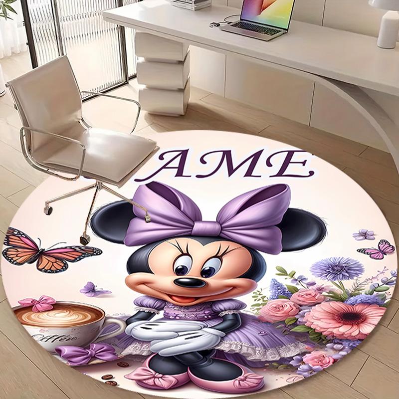 Personalized M-Minnie Round Chair Office Rug - Perfect for Mat, Office Chair & More - Ideal Gift for Birthdays and Holidays