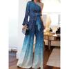 Flared Sleeve Wide-Leg Pantsuit Flare Sleeve Strapless High Waist Wide Leg Pants Two-piece Set
