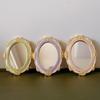 Miroir de Maquillage Émaillé à Cadre Métallique Mini Miroir Cristal avec Nœud Miroir Lolita à Relief Utilisation Étudiante