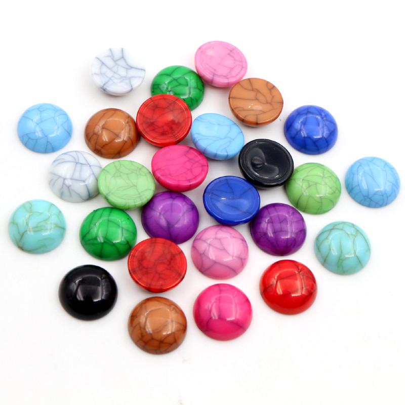 40pcs/lot 8mm 10mm 12mm Mix crack Colors Natural Cracked Style Flat back Resin Cabochons For Bracelet Earrings accessories