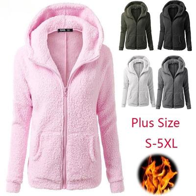 S-5XL Damska rozciągliwa miękka kurtka z długim rękawem z kapturem z polaru Zipper Jumper Płaszcz Modne topy