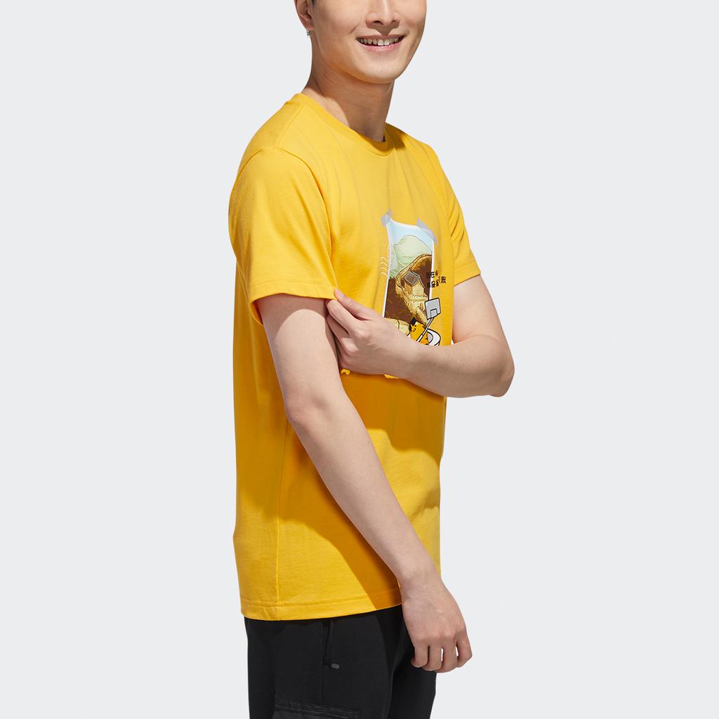 Adidas Neo X Gudetama Print Round Neck Sports T-Shirt Men Tops Yellow GL7242