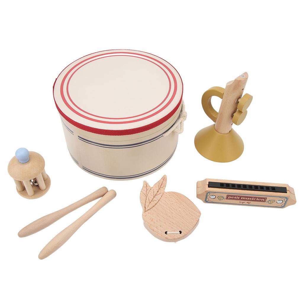 Kids Musical Instruments Simulation Early Education Drum Wood Stick Handbell Trumpet Castanet