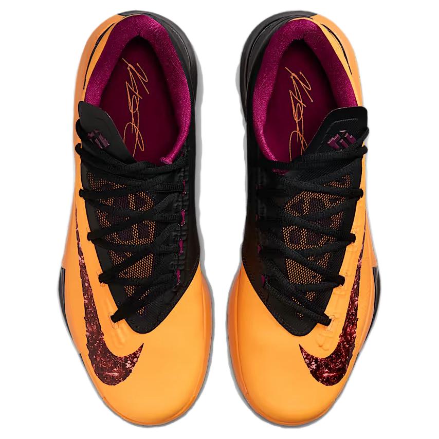 Nike KD 6 Slip Resistant Abrasion Resistant Low Top Basketball Shoes Unisex Yellow Black IB6903-800