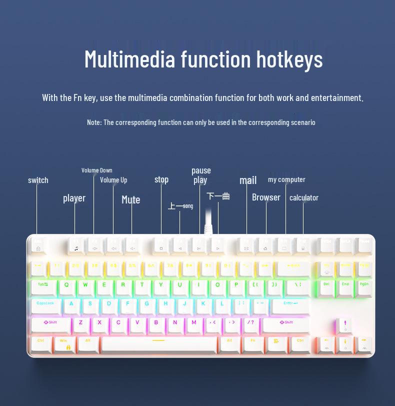 BOW 87-Key Hot-Swappable Mechanical Keyboard with Brown & Red Switches for Gaming & Office.