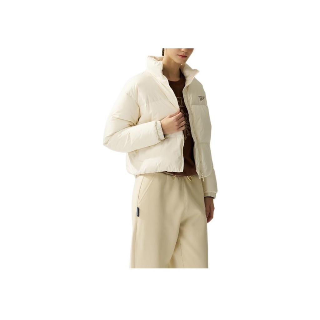 Reebok Warm And Comfortable Stand Collar Zipper Down Jacket Women Outerwear Off-White 24FRM204WGW2