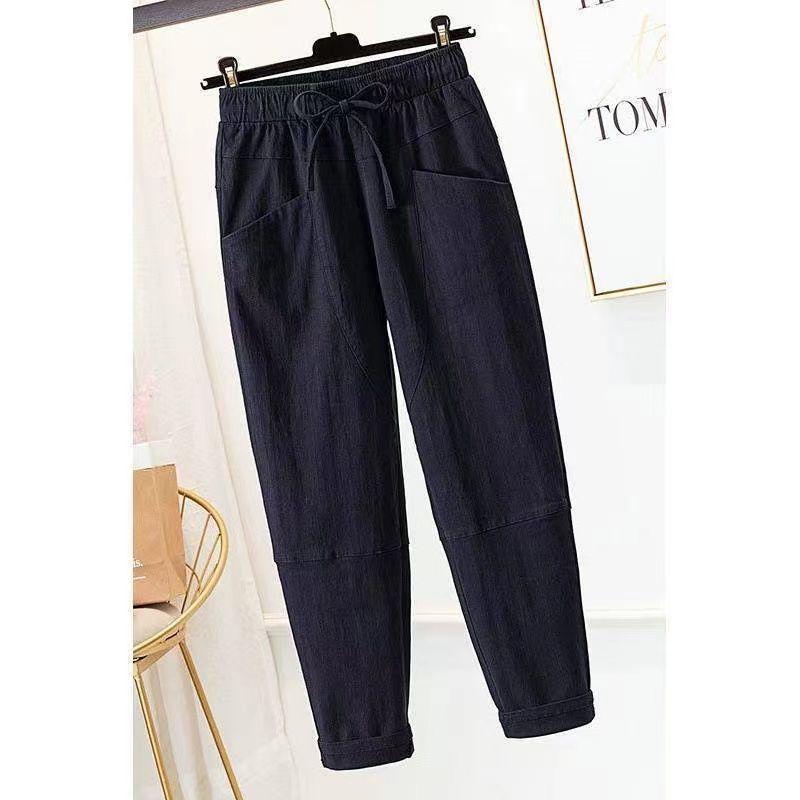 2024 Frühling/Sommer Übergröße Damen Baumwolle Leinen Slim Fit, Vielseitige Lockere Hose