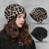 Fashion Leopard Beanies Cap for Women Vintage Knitted Warm Dual-use Skullcap Snood Casual Riding Windproof Pullover Hat