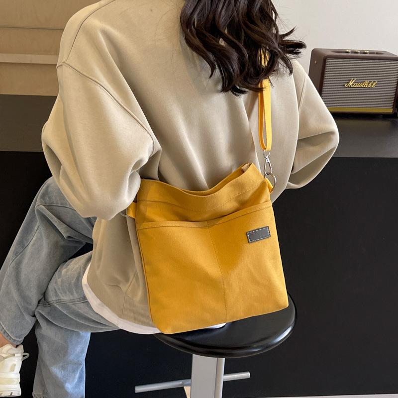 Simple Casual Large-capacity Canvas Bag Women's 2025 New Trendy High-grade Texture Versatile Single Shoulder Messenger Small Square Bag