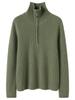 Women's Autumn/Winter 2026 Half-Zip Cashmere Sweater - Lapel Vertical Stripe, Gentle Style Loose Slimming Knitwear