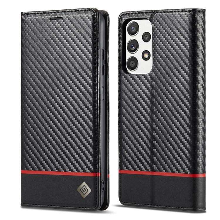 LC.IMEEKE Carbon Fiber PU + TPU Horizontal Flip Leather Case with Holder & Card Slot & Wallet For Samsung Galaxy A52 5G / 4G