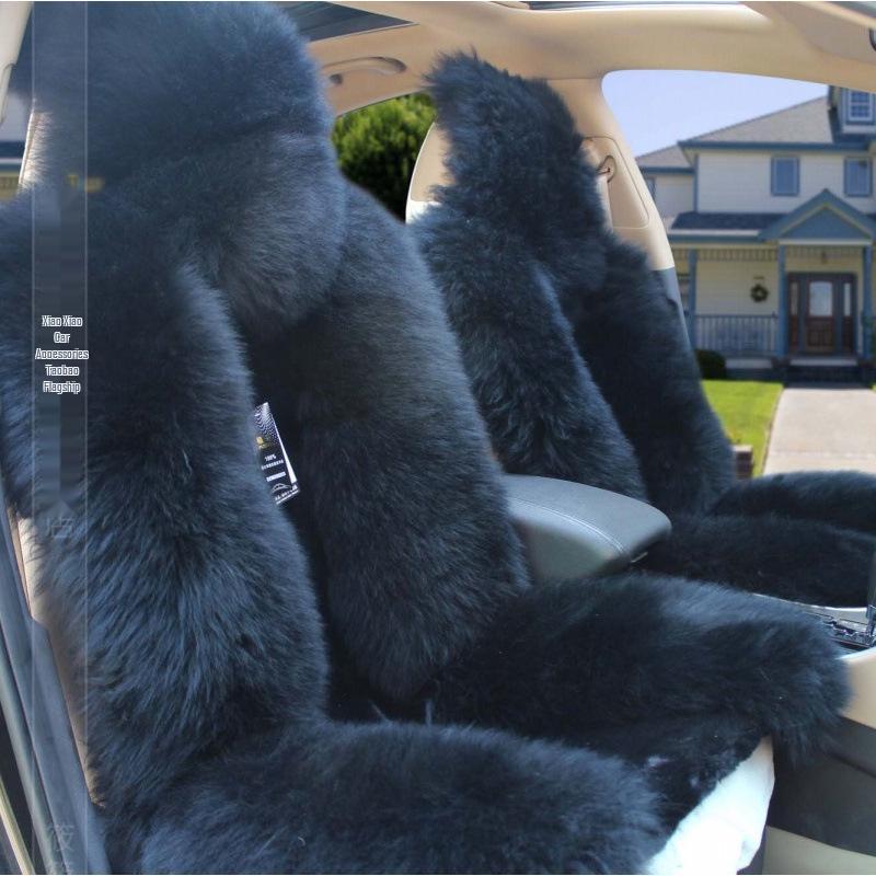 One-Piece Wool Car Seat Cushion - Plush Fur Winter Pad