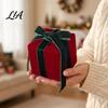 Luxury Home Soft Furnishings Velvet Gift Box Christmas Tree Ornament, Square Shaped Hanging Garland Matching Accessories Decoration with Bow
