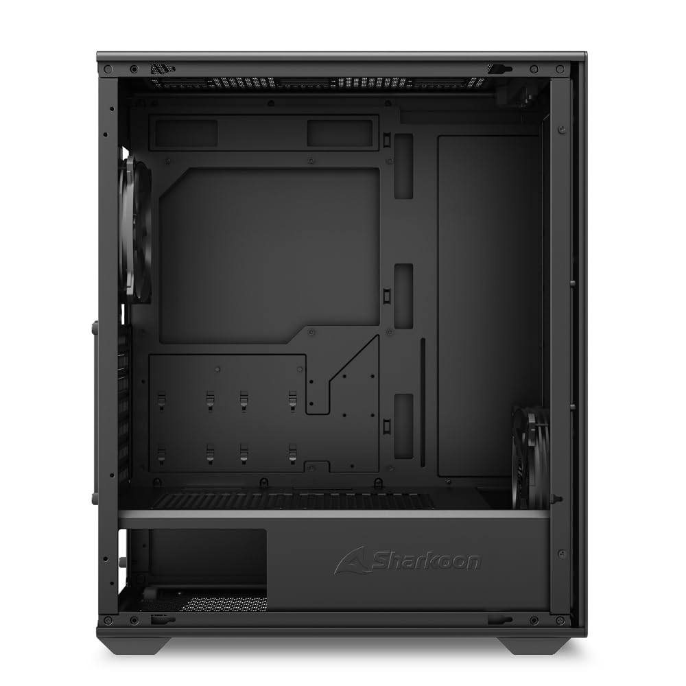 Sharkoon VK2 Mid-Tower PC Case with Steel Side Panel, Two 120mm Fans Included, 360mm Radiator Compatible, ATXMicro ATXMini-ITX Motherboard Support,