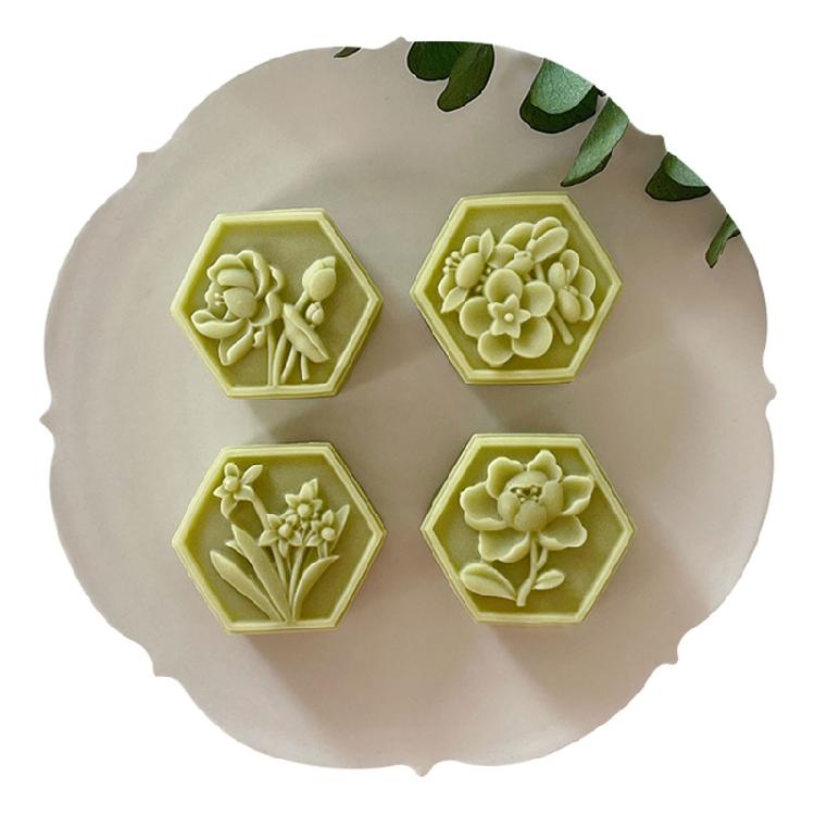 Hand-Pressure Moon Cake Mold Cookie Stamps Hexagon Moon Cake Maker Easy To Use