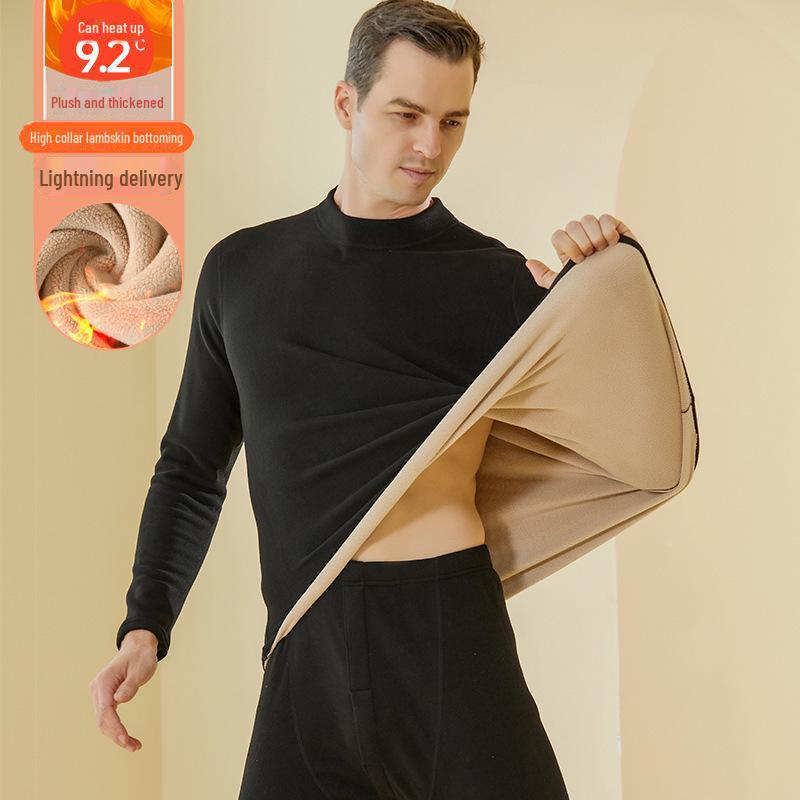 Women's 700g German Wool Lambskin Thermal Underwear Set: Velvet-Lined Double-Sided Top and Bottom for Autumn/Winter.