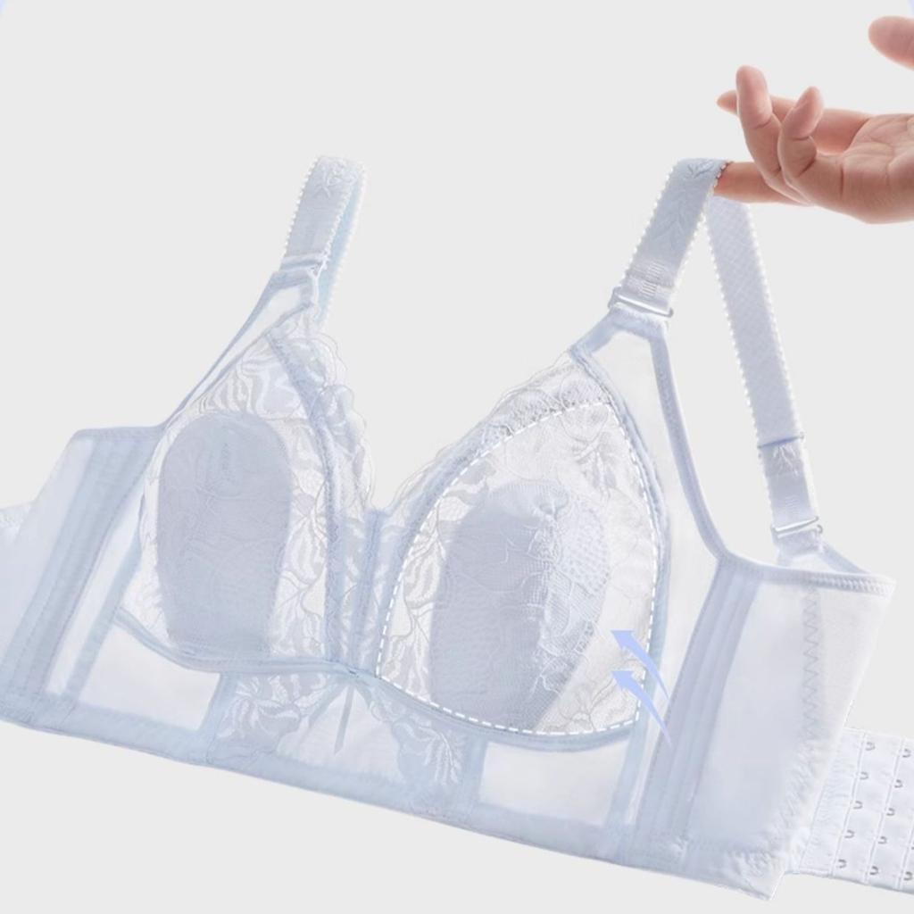 Sommer Dessous Damen Dünner Feinstrick-BH mit spitzenfreien Rippen und Hasenohren Push-up-BH