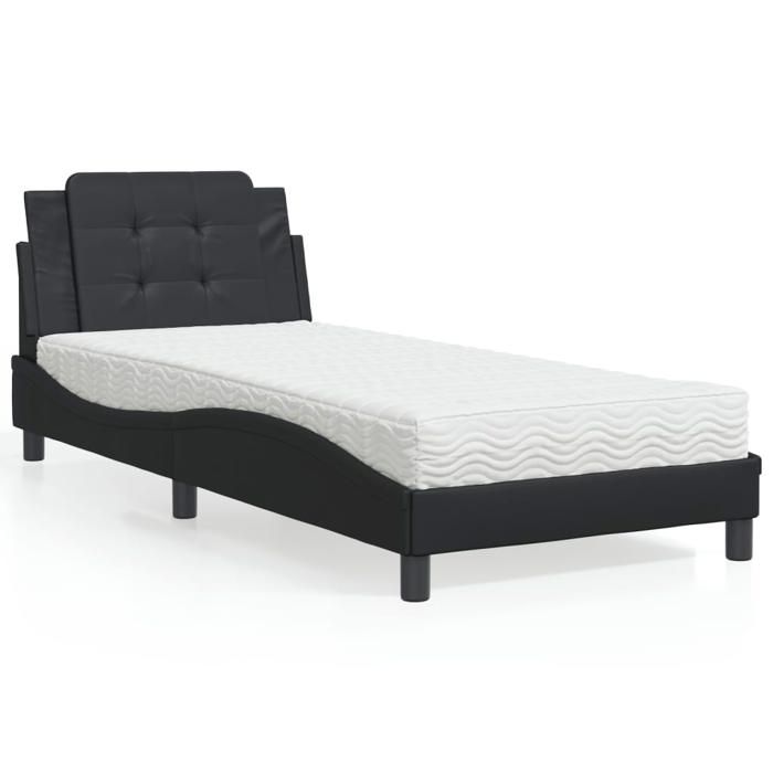VidaXL Bed with Mattress, Upholstered Bed with Headboard Cushion, Single Bed, Adult Bed, Bedroom Furniture 3208831